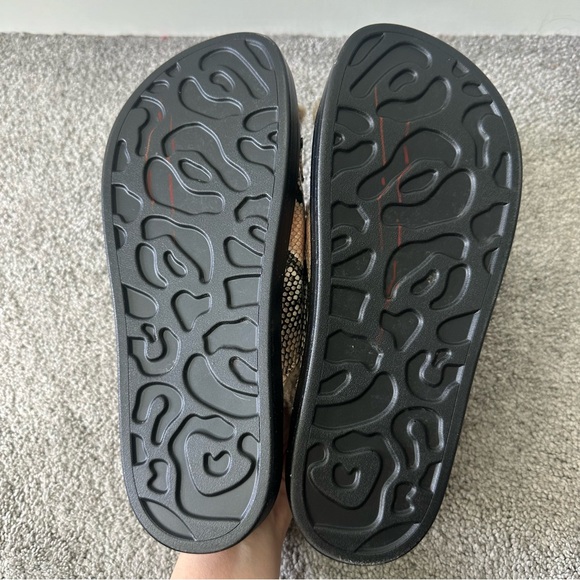 Aerosoles Olivia Faux Shearling Snake Buckle Slide Sandals